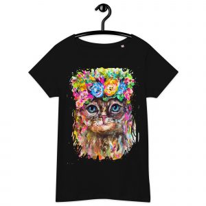 Cat in flowers t shirt