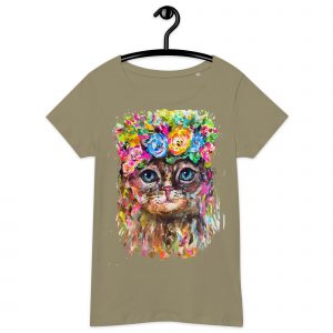 Cat in flowers t shirt