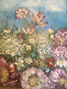 Colourful flowers oil painting 