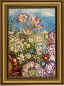Colourful flowers oil painting 