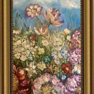 Colourful flowers oil painting