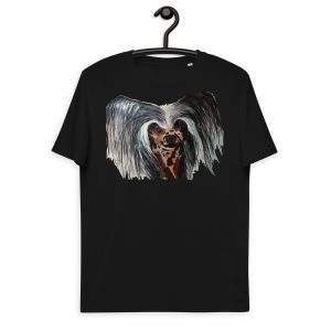 unisex-organic-cotton-t-shirt-black-front-64299166eb9a2.jpg Chinese crested dog t shirt