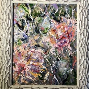 Flowers painting on glass
