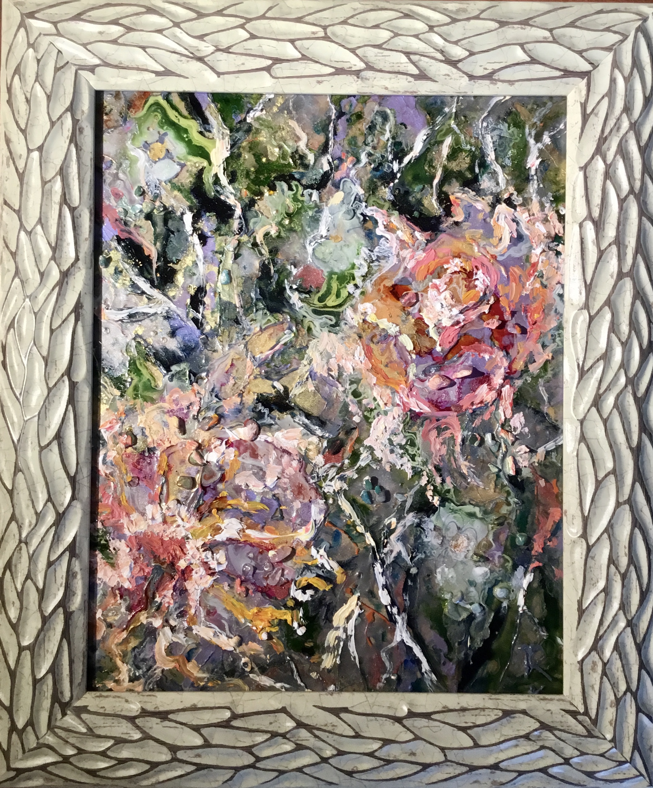 Flowers painting on glass