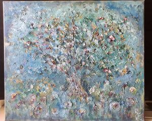 Apple tree original oil painting on canvas