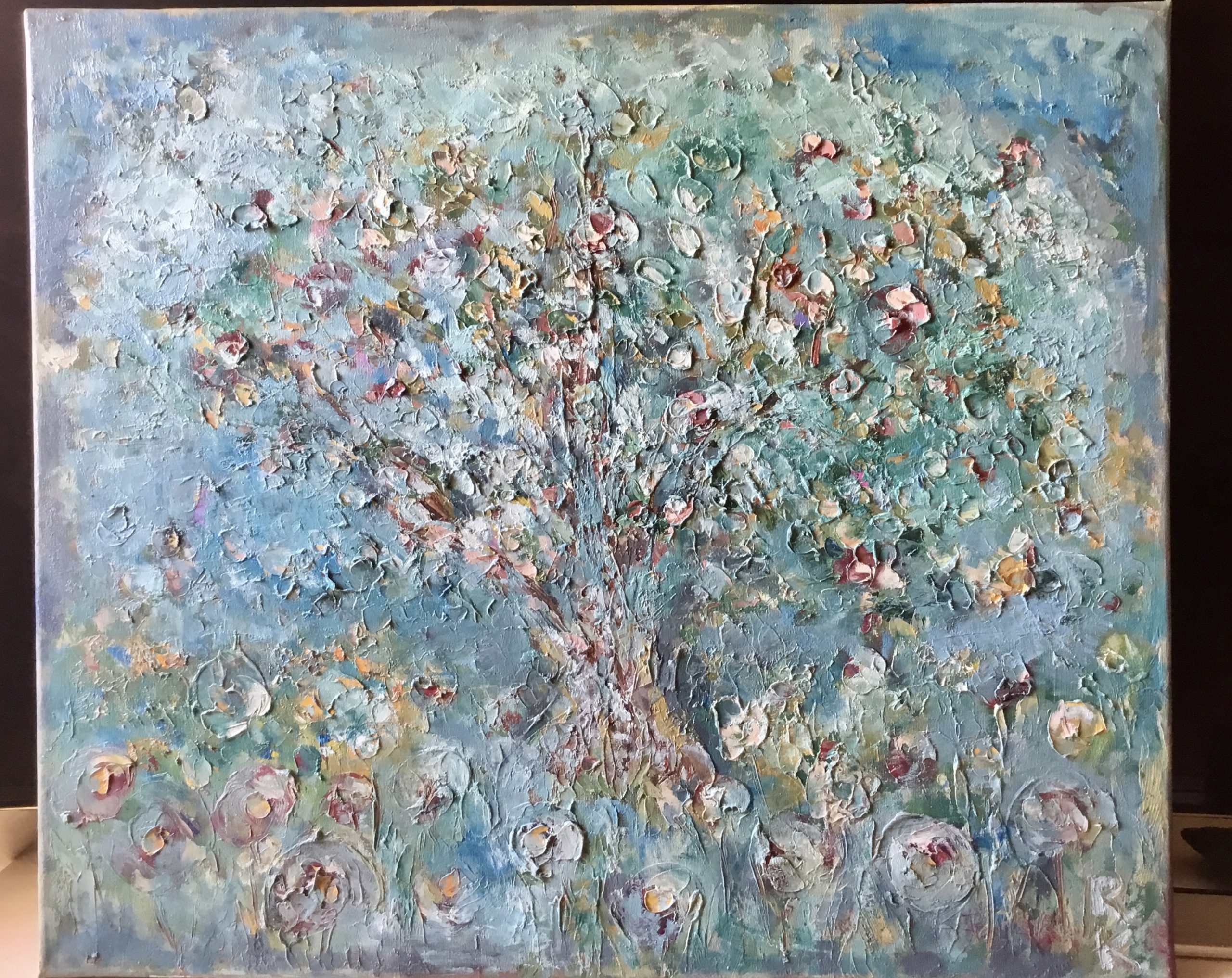 Apple tree original oil painting on canvas