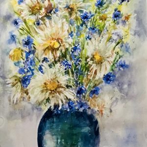 Daisies watercolor painting