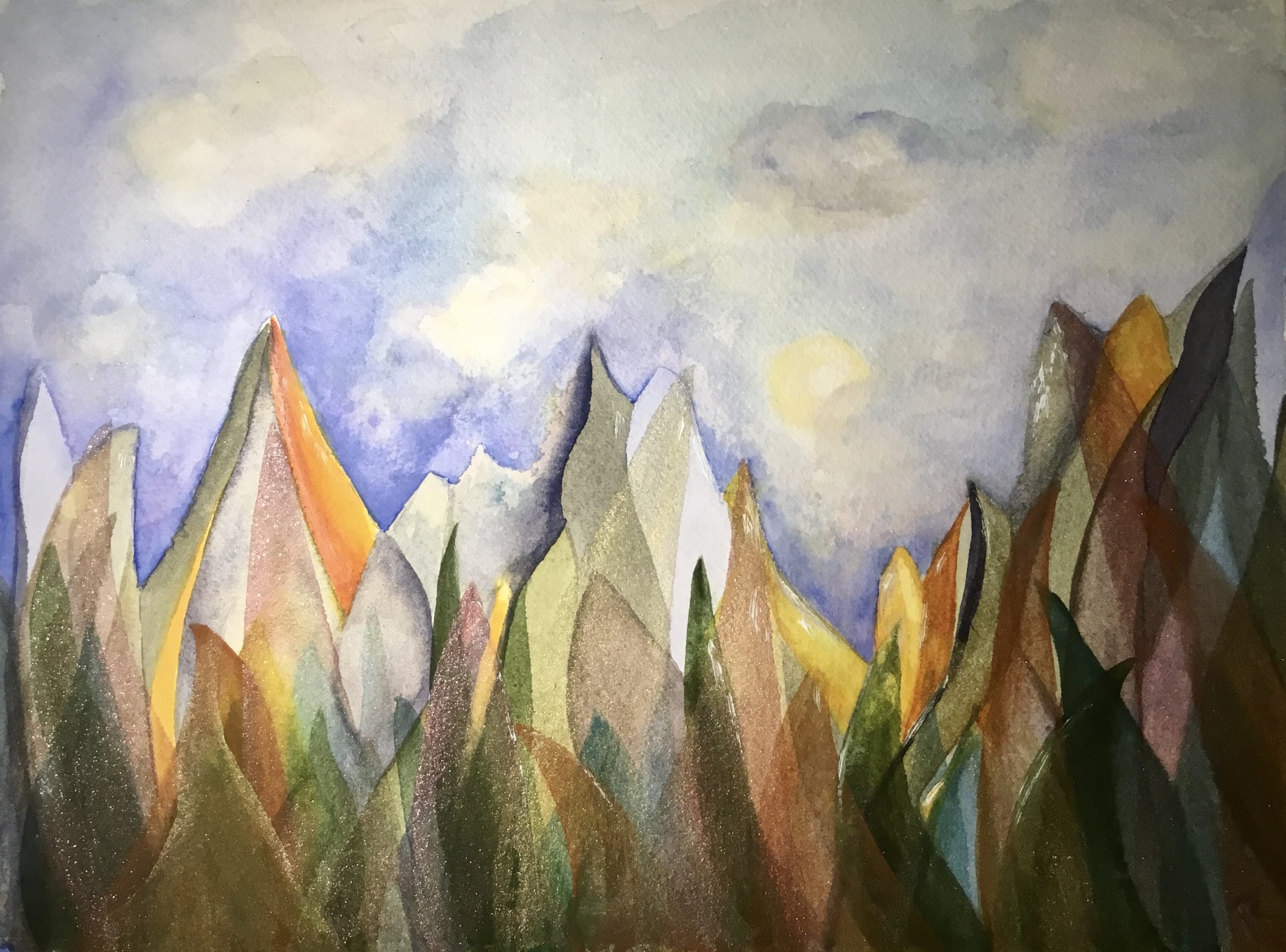 Fantasy landscape watercolor painting