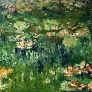 Waterlillies pond original oil painting