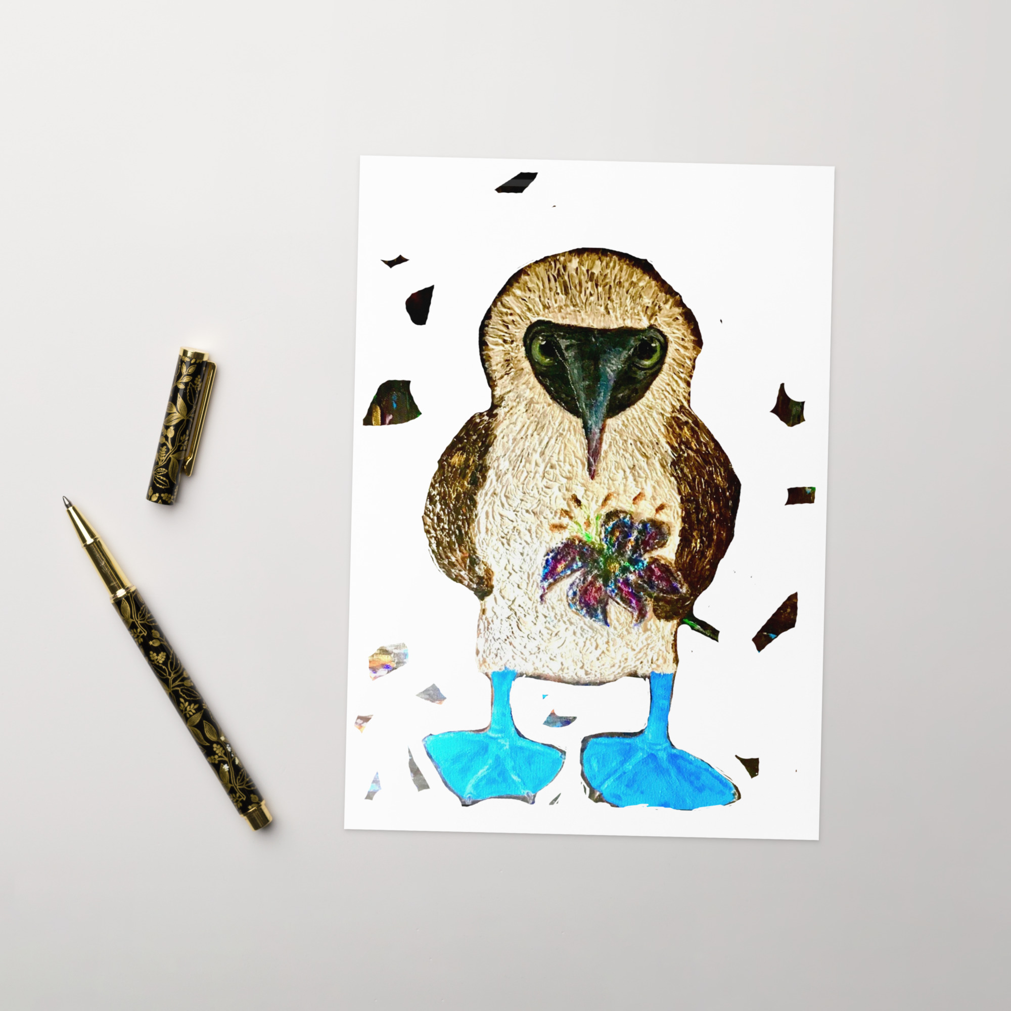 Blue footed booby greeting card