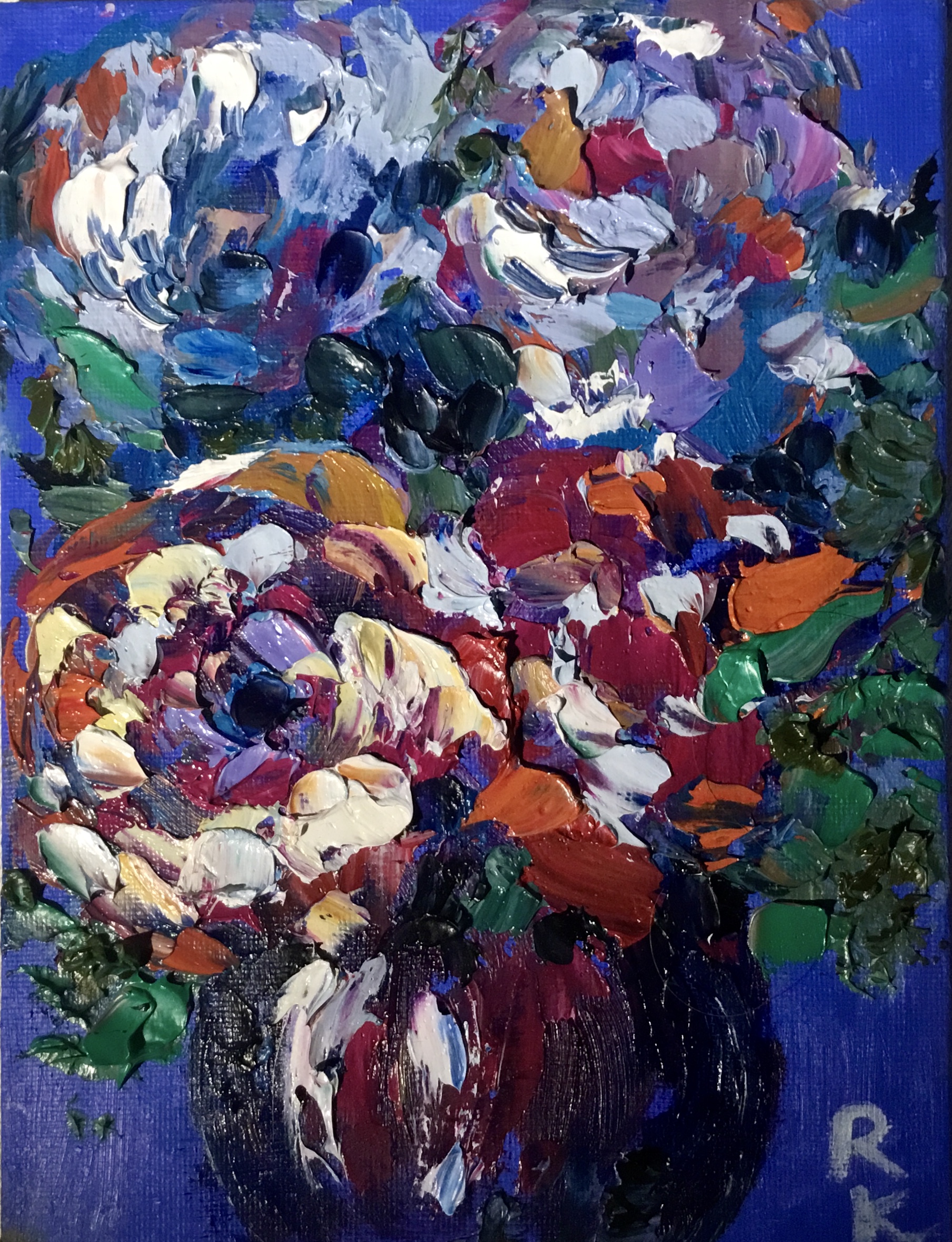 Colourful flowers aceo oil painting