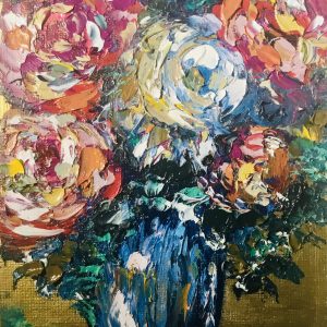 Colourful flowers aceo oil painting