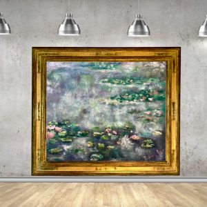 Waterlillies pond original monet inspired oil painting large canvas