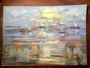 Abstract landscape pastel painting 