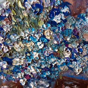 Blue flowers in a vase original oil painting 3 d canvas