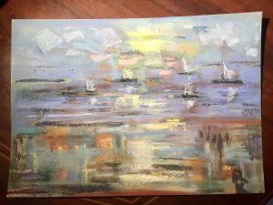 Abstract landscape pastel painting 