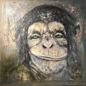Thinking monkey original oil painting