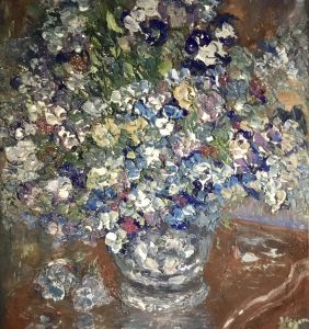 Blue flowers in a vase original oil painting 3 d canvas