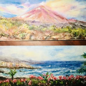 Tenerife panoramic landscape original watercolor painting