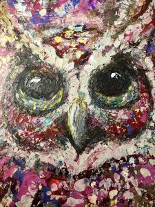 Red owl painting 