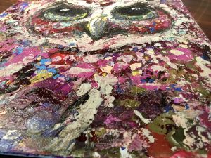 Red owl painting 