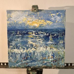 Semi abstract seascape original textured oil painting for sale