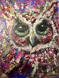 Red owl painting 