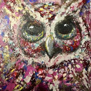 Red owl painting