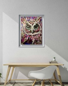 Red owl painting 