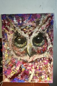 Red owl painting 