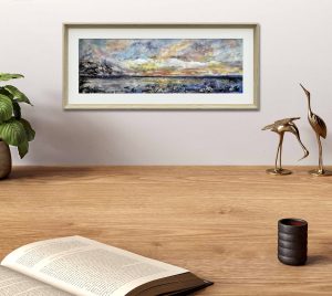 Set of 2 original panoramic abstract watercolor wall art