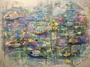 Original mix media artwork on yupo paper abstract aquarium 