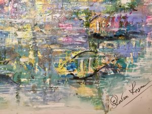 Original mix media artwork on yupo paper abstract aquarium 
