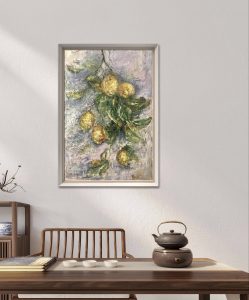 Lemons original oil painting on unstretched canvas,Monet inspired 