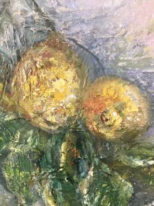 Lemons original oil painting on unstretched canvas,Monet inspired 