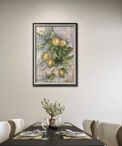 Lemons original oil painting on unstretched canvas,Monet inspired 