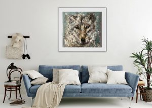 Wolf original oil painting on canvas for sale
