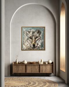 Wolf original oil painting on canvas for sale