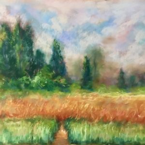 Wheat fields Monet inspired original soft pastel painting on pastelmat