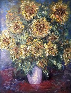 Sunflowers in a vase original oil painting 