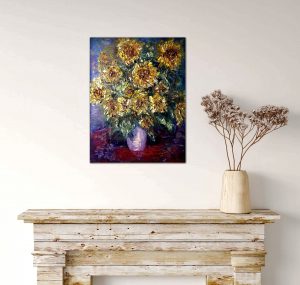 Sunflowers in a vase original oil painting 