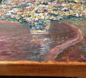 Colourful bouquet of flowers in a vase,original oil impasto textured painting on 3 d canvas.
One of a kind painting.
Size 40/50 sm ,15.7/19.6 inches.
Framing not needed,painted by all sides.