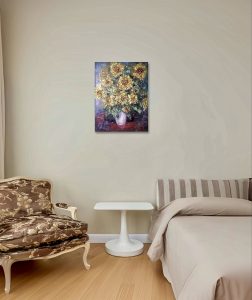 Sunflowers in a vase original oil painting 