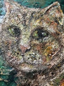 Magic cat original oil mix media painting on 3 d canvas
