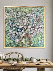 Apple blossom tree original oil painting on large canvas