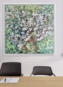 Apple blossom tree original oil painting on large canvas