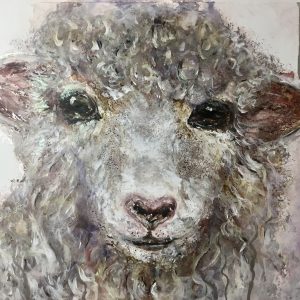 Lamb mix media painting on yupo paper