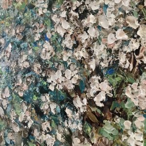Apple blossom tree original oil painting on large canvas