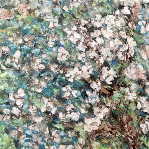 Apple blossom tree original oil painting on large canvas