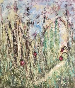 Strawberry forest original oil painting large canvas